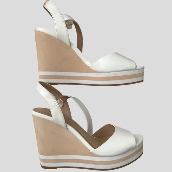 ALDO BROA White Cream Wedge Platform Barbie Open Toe Heel Shoe  Size 9 - Picture 3 of 7